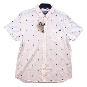 NWT Chubbies Mens All Stars No Stripes Resort Weave Friday Shirt Button Medium